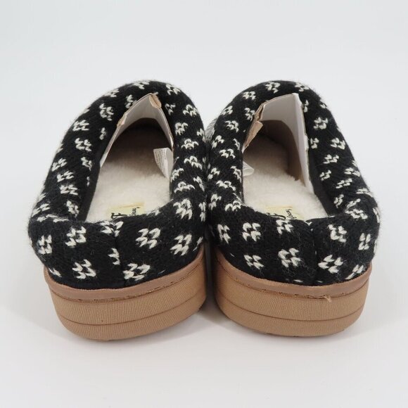 Dearfoams Medium 7-8 Black Cream Knit Memory Foam Indoor Outdoor Slippers NEW - Picture 5 of 14